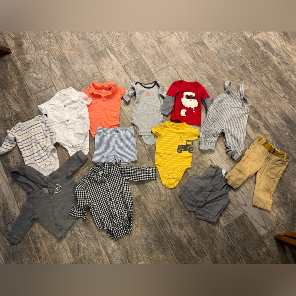 Baby Boy Lot Of 12 , 12 Months Mix And Match Outfits Carters, Cat & Jack, Others